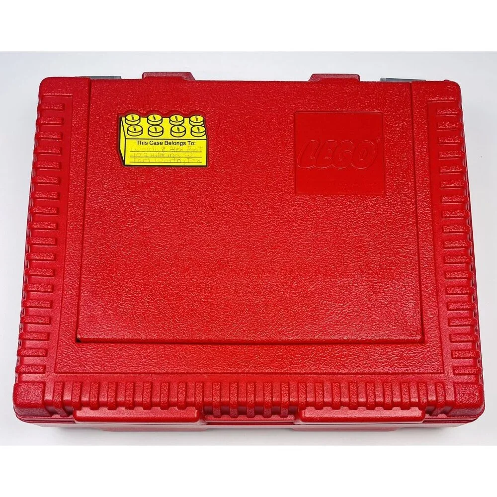 VTG 1980s LEGO Red Hard Plastic Carrying Case w/ 3+ lbs Bricks & Figures *READ*